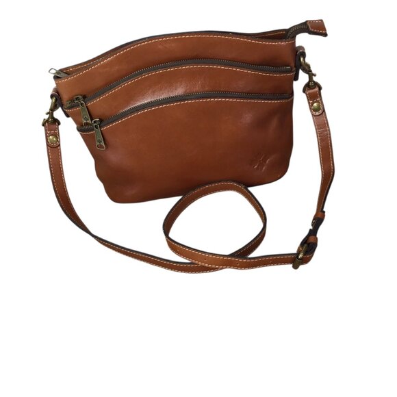 Patricia Nash Lorraine Crossbody Bag Purse Leather Brown Triple Zip - Picture 2 of 13